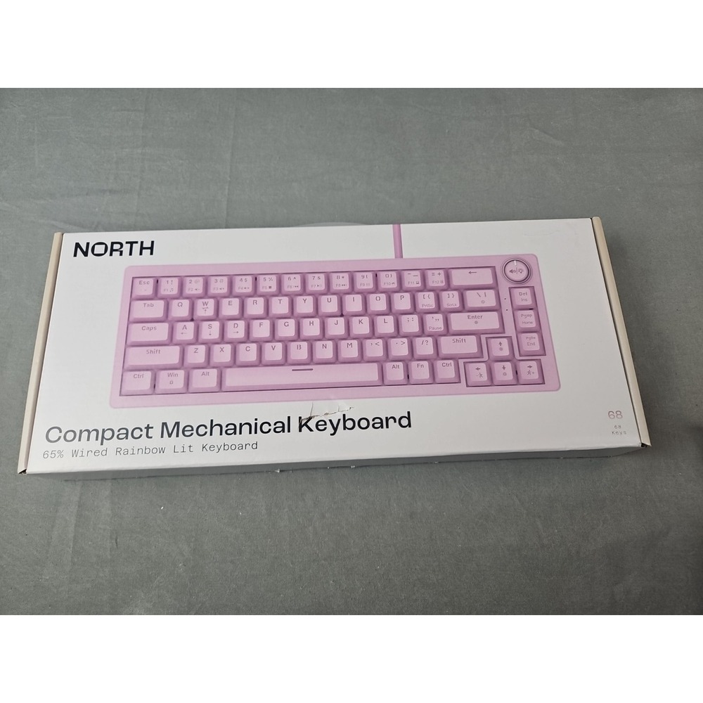 NORTH Compact Mechanical Keyboard 65% Wired Pink‎ LED Rainbow Lighting
